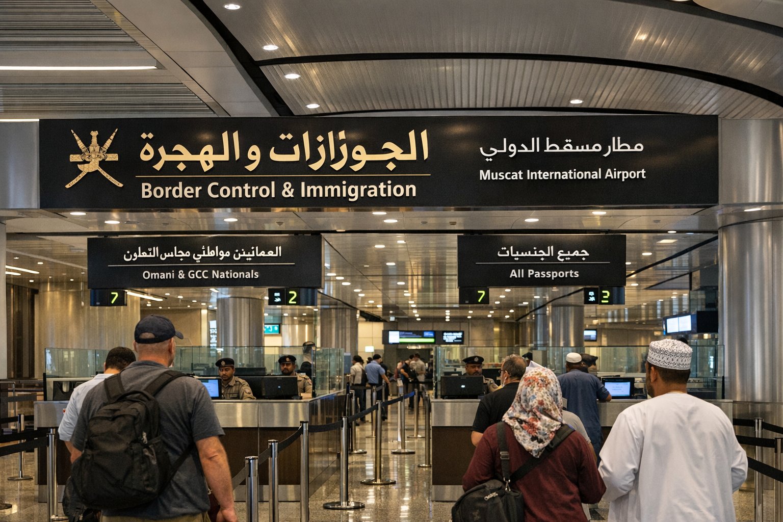 Einreisekontrolle am Muscat International Airport – Grenzkontrolle Oman